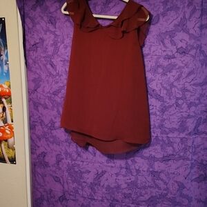 Apostrophe Maroon Ruffled Top